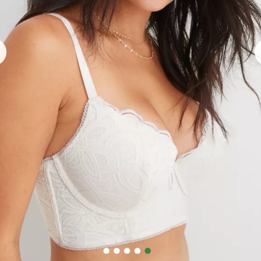Aerie Show off Plunge White Lace Underwire Bra NEW 34C